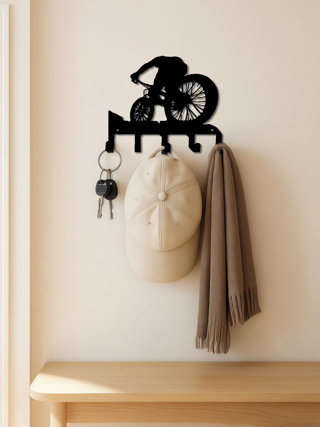 Elegant Metal Wall Art W Coat Hook Functional Decor For Living
