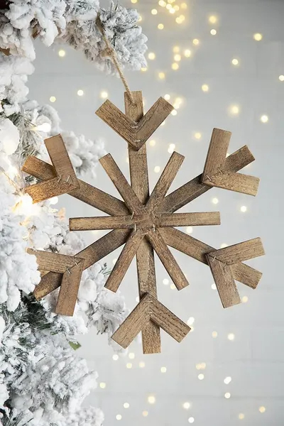 17.7inch X 17.7inch Large Fir Wood Snowflake Ornaments, Hanging