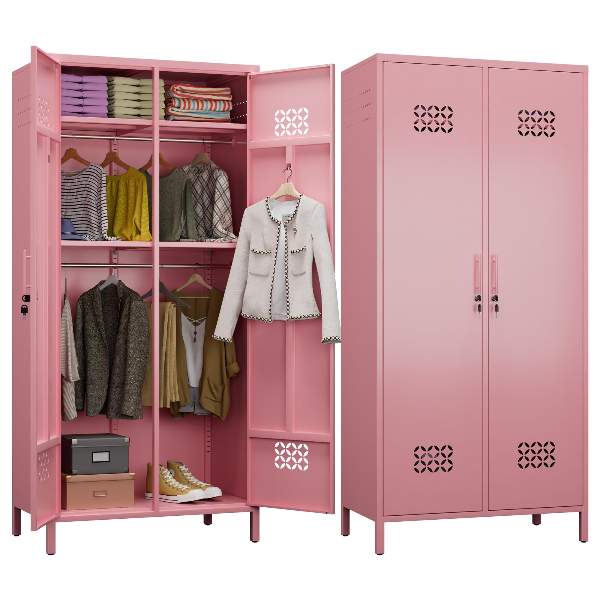 Metan 71inch Hx33.5inch Wx20inch D Metal Wardrobe Closet With