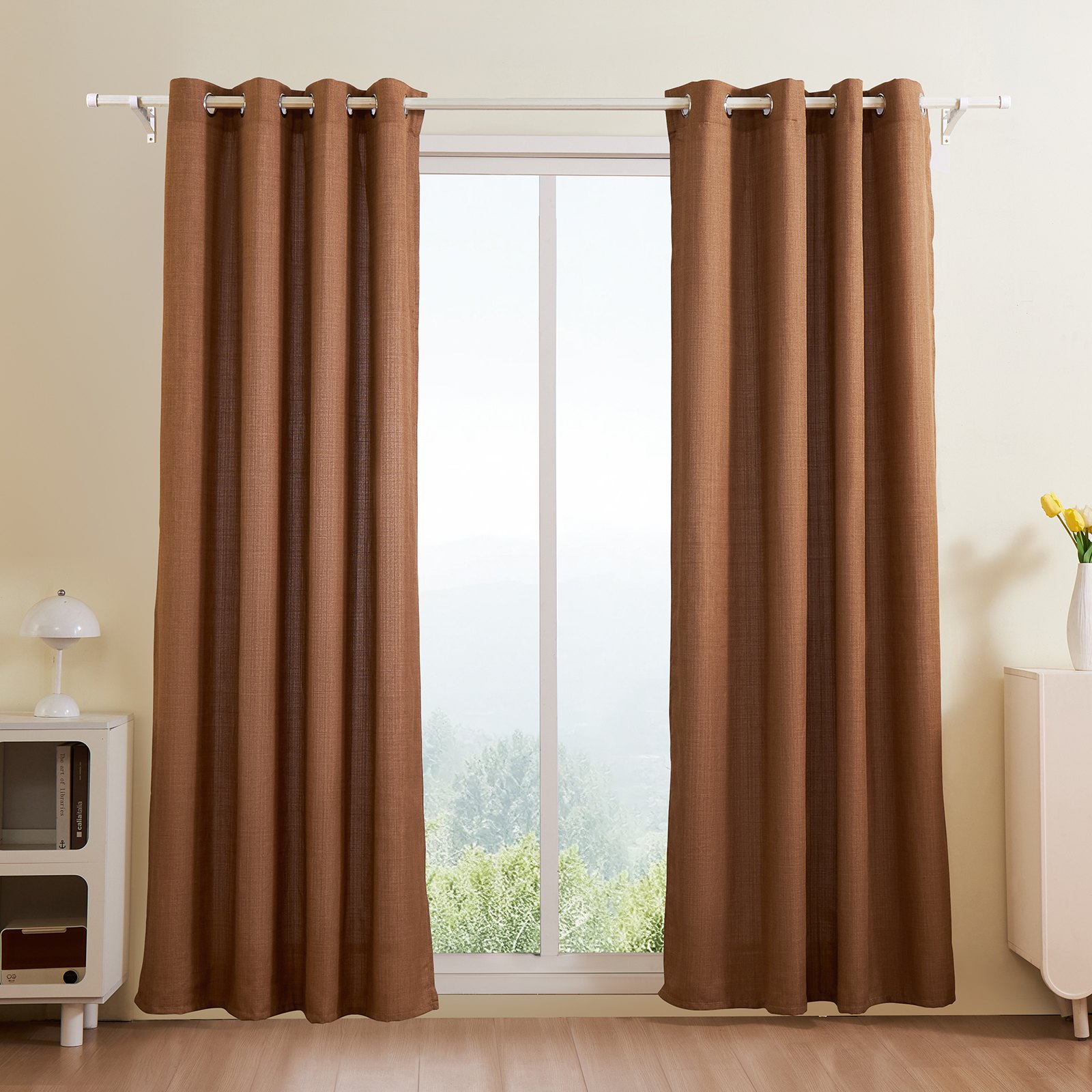 Natural Linen Curtains 52 X 84 Inch 2 Panels Set Grommet Light