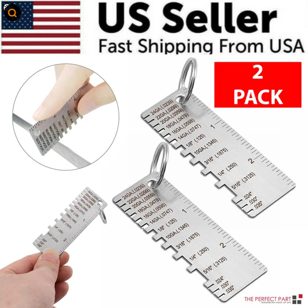 2pcs Thickness Gage Sheet Metal Gauge Measuring Tool Wire Gauge