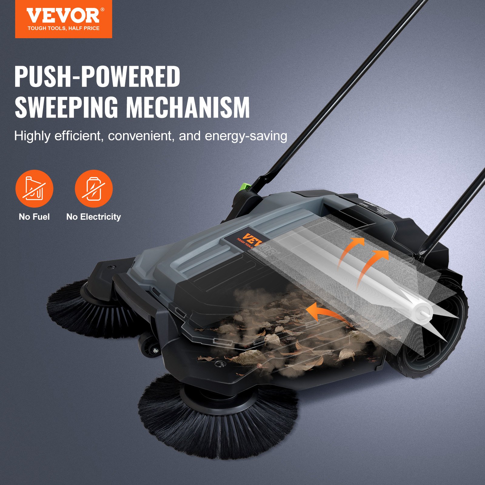 Walk Behind Hand Push Floor Sweeper, Sweeping Width Floor