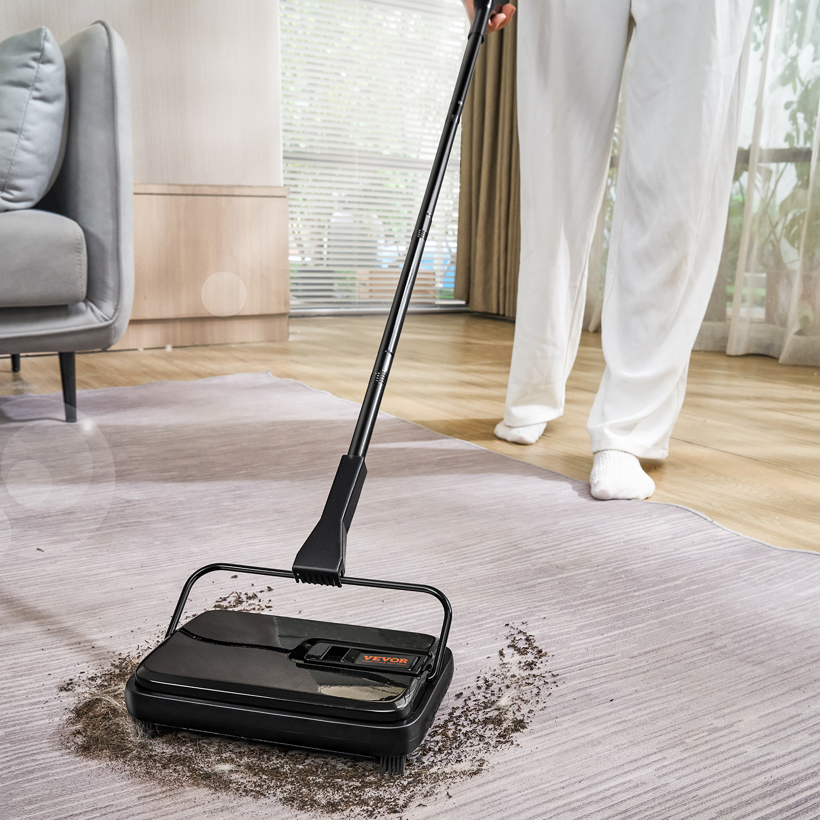 Carpet Sweeper, 7.87 In Sweeping Paths, Floor Sweeper Manual