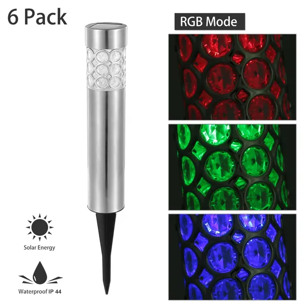 Solarek 6 Pack Outdoor Solar Light Waterproof Rgb Garden Lamp