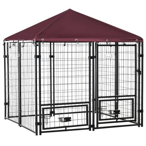 Outdoor Kennel With Rotating Bowl Rack, Walk In Pet Playpen,