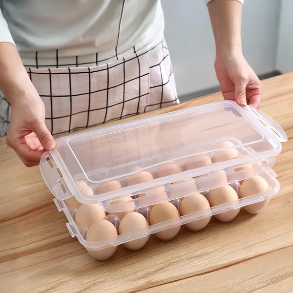 2pcs Egg Holder Stackable Plastic Egg Storage Box Egg Rack