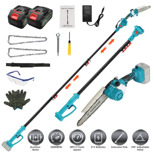 2 In 1 Cordless Pole Saw And Mini Chainsaw With Extension Pole
