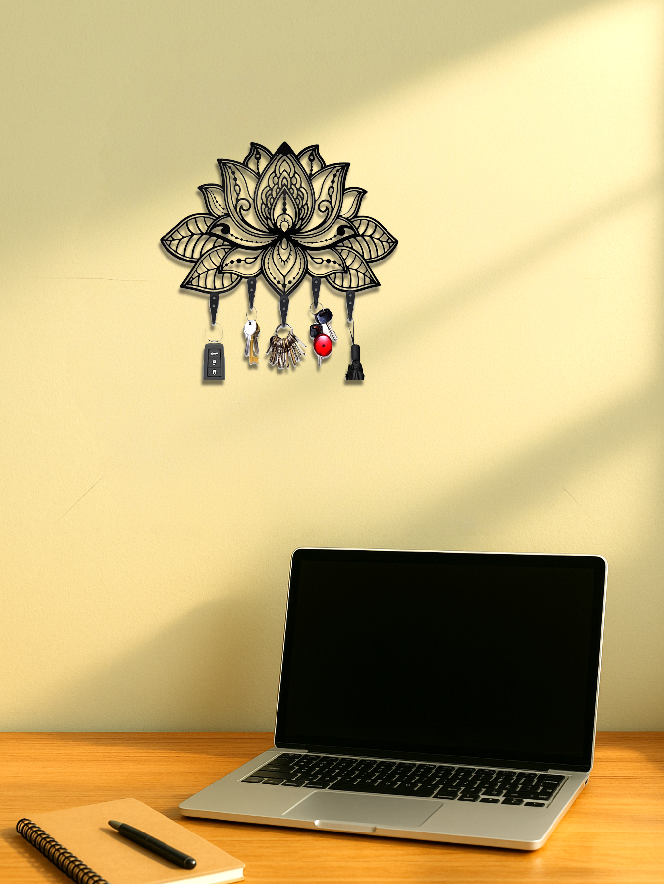 Modern Lotus Key Holder Wall Mount,Stylish Entryway Organizer