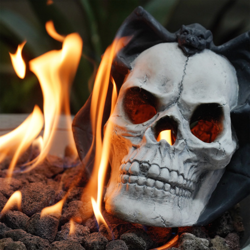 Fire Pit Demon Skull Gas Log For Ventless Vent Free, Propane,