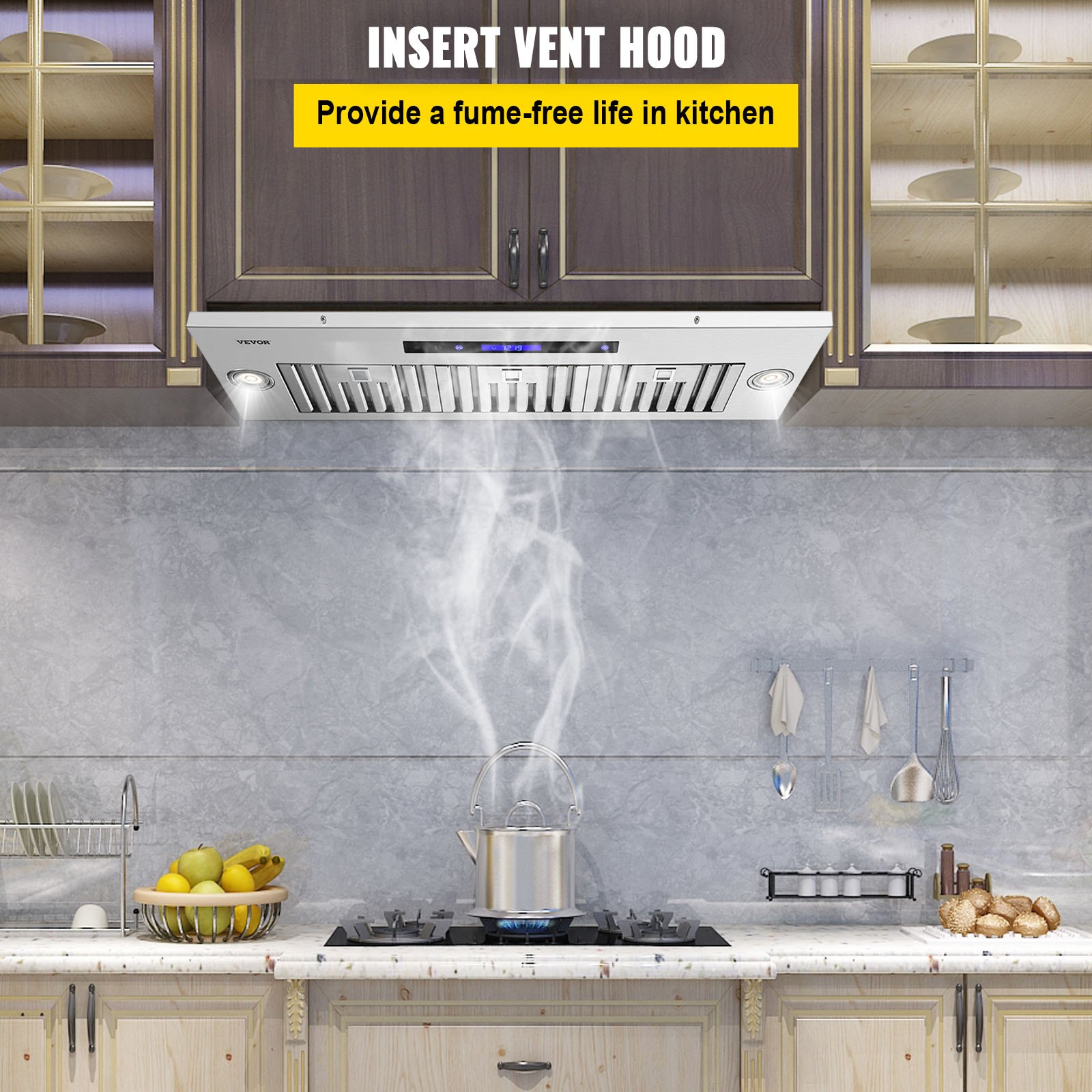 Insert Range Hood, 900cfm 4 Speed, 36 Inch Stainless Steel