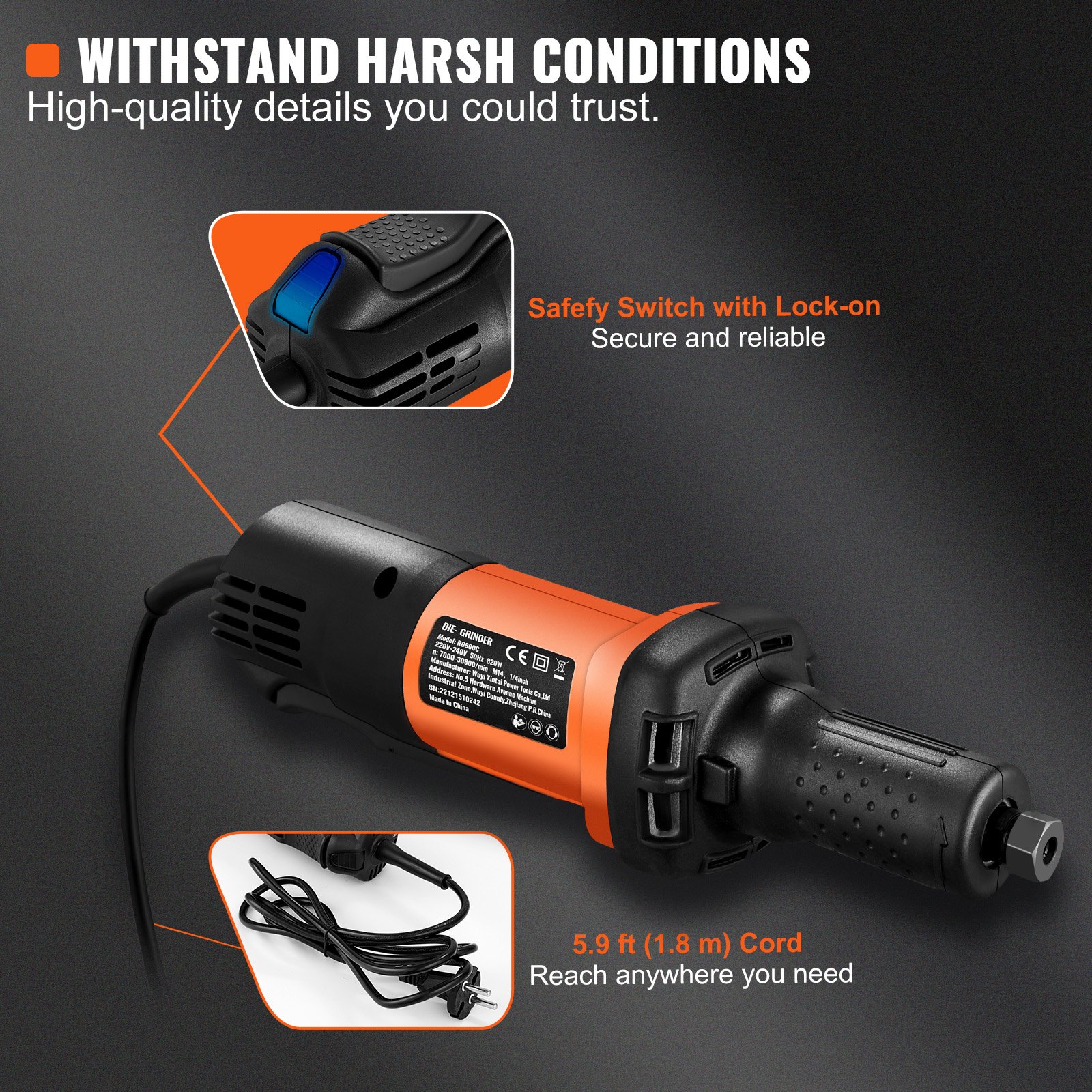 Die Grinder, Collet Variable Speed10000 28000rpm, Heavy Duty
