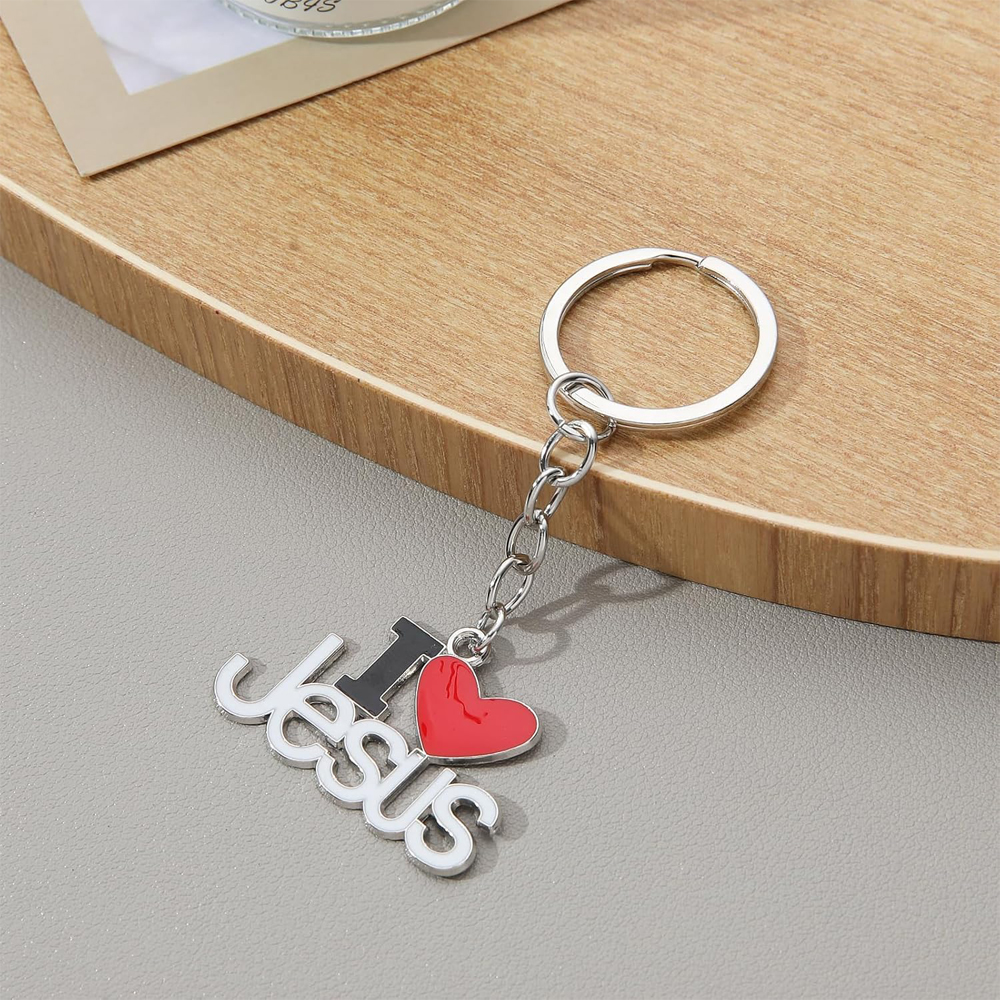 2pcs Jesus Pendants Keyrings Keychains Religious Door Car Key