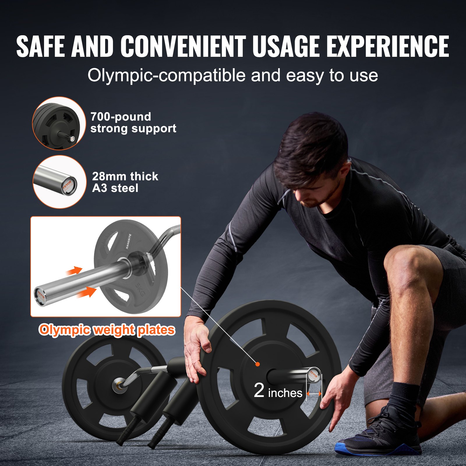 Safety Squat Bar, 700 Lbs Fitness Squat Bar, Safety Squat Bar
