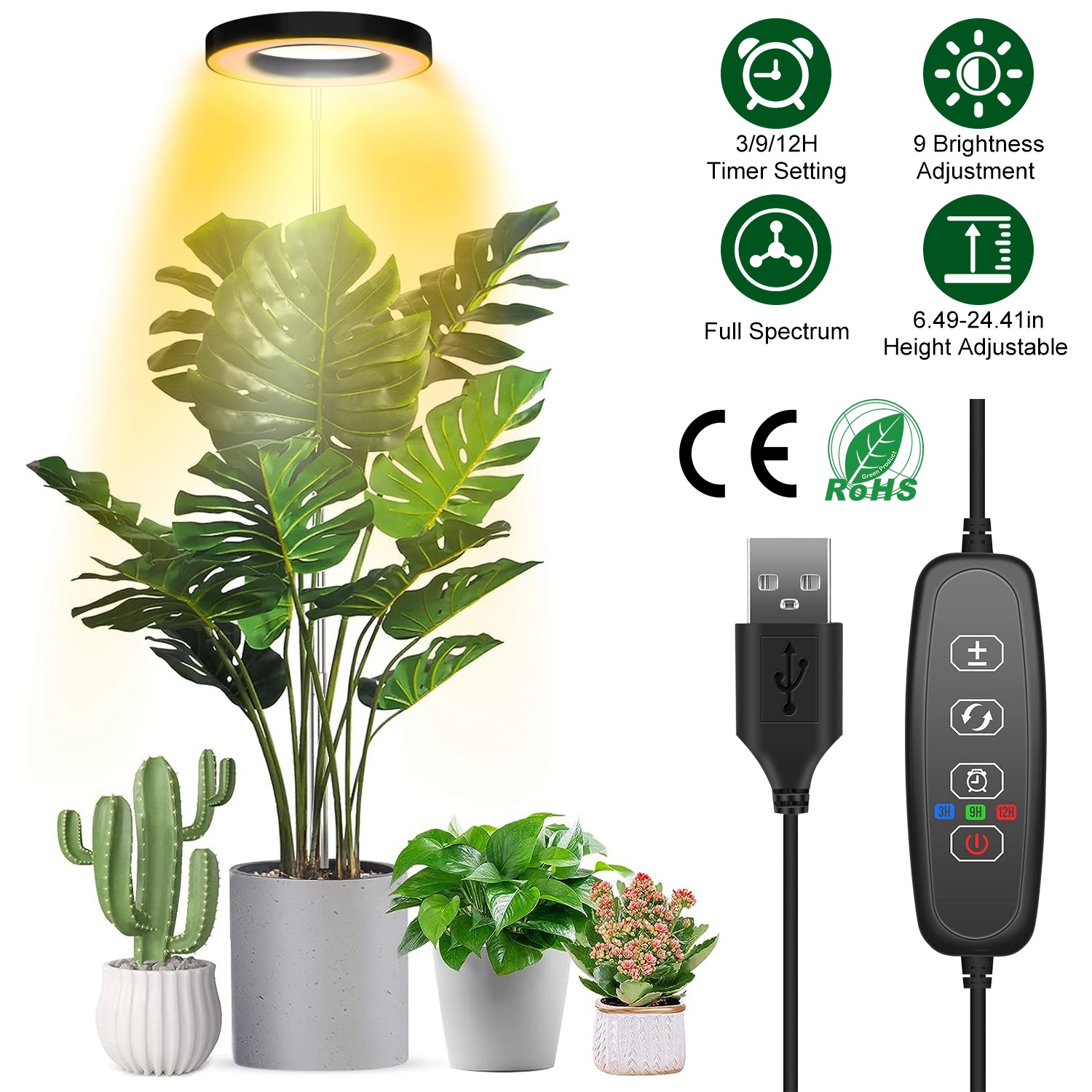Plant Grow Light Led Full Spectrum Circle Growing Lamp With 3 9