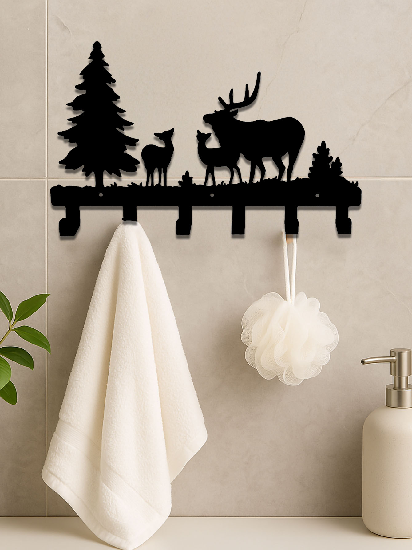Farmhouse Rustic Animal Coat Hook Rack,Wall Mounted Tree Branch