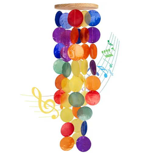 Wind Chimes For Outside Handcrafted Rainbow Capiz Shells