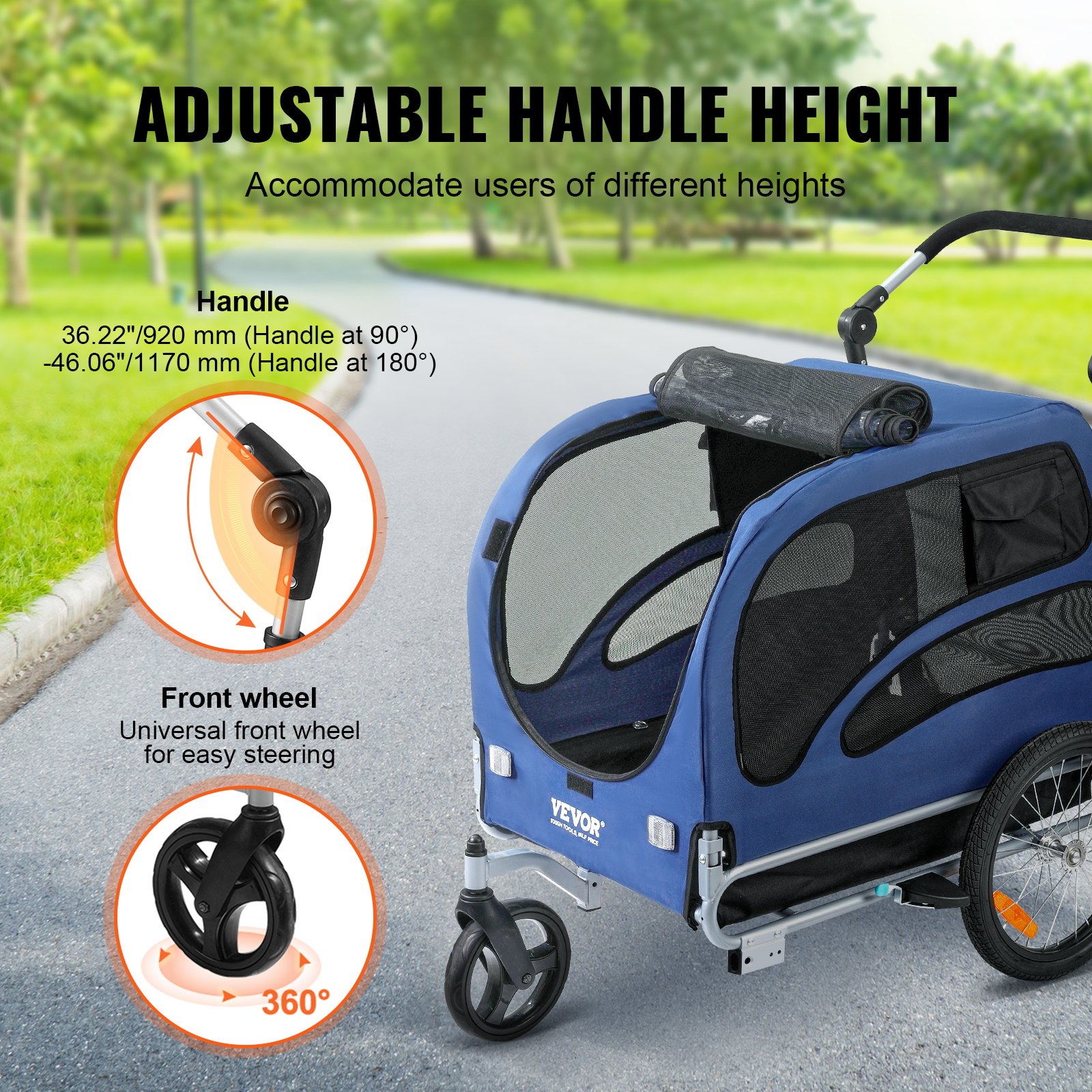 2 In 1 Pet Stroller Cart Bicycle Carrier, Easy Folding Cart