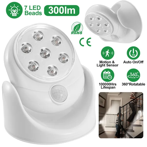 Wireless Led Spotlight 90 Degree Motion Sensor Night Lamp