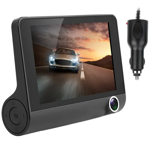 1296p Car Dvr Dash Camera 4in 3 Lens Vehicle Driving Recorder