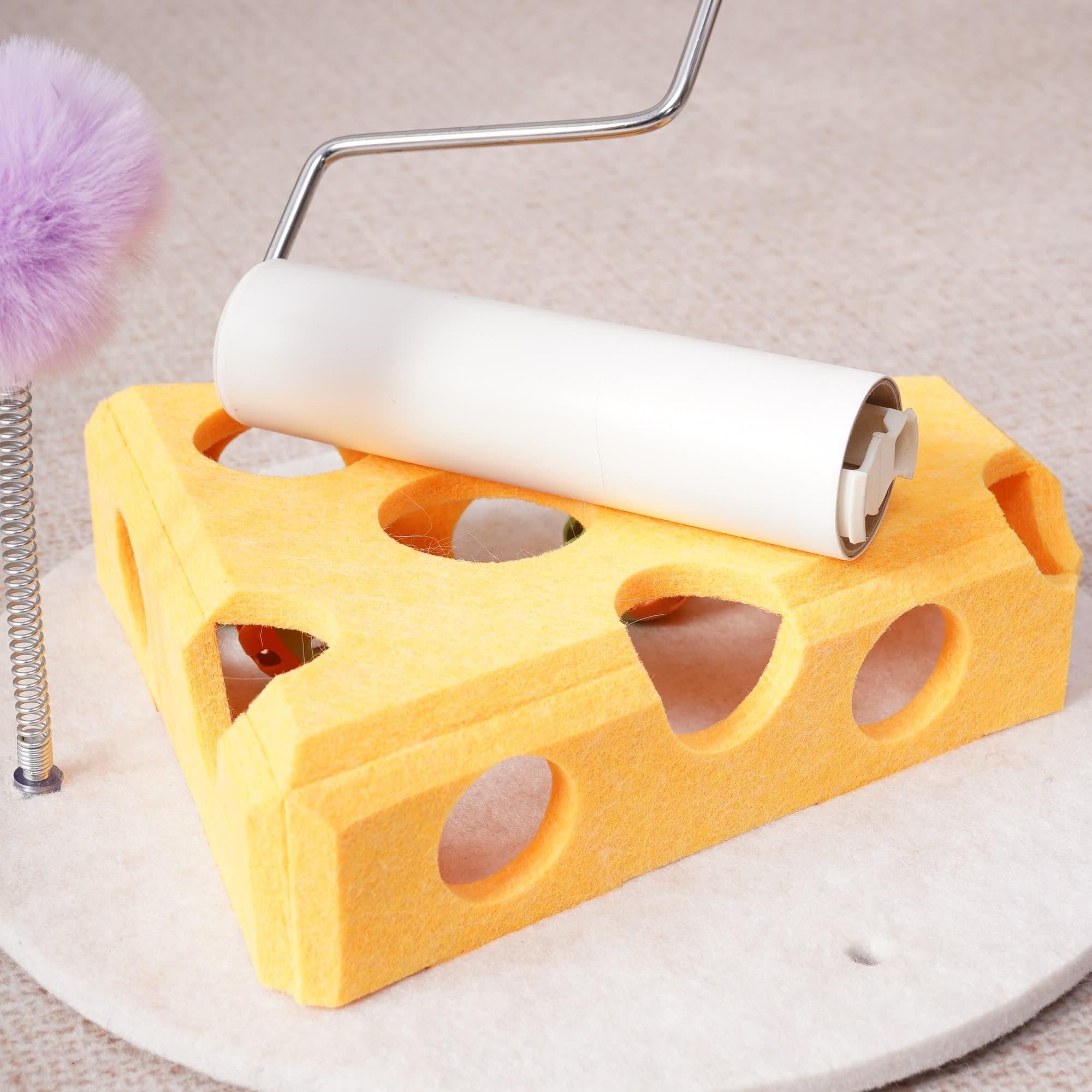 Cat Puzzle Toy With Ball And Spring Loaded Wand Felt Indoor Cat