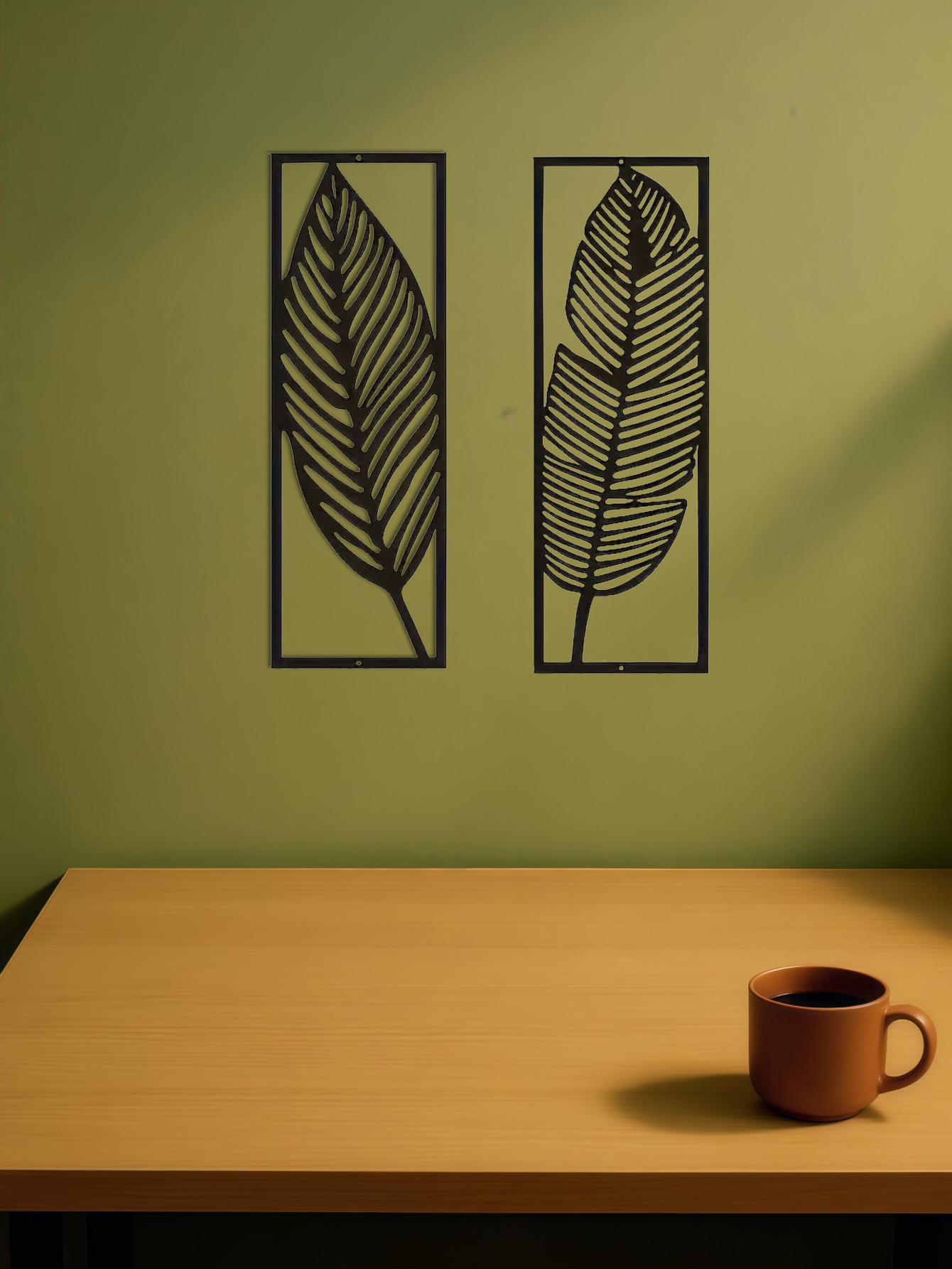 2 Pack Handmade Iron Leaf Wall Art Rustic Nature Inspired Home