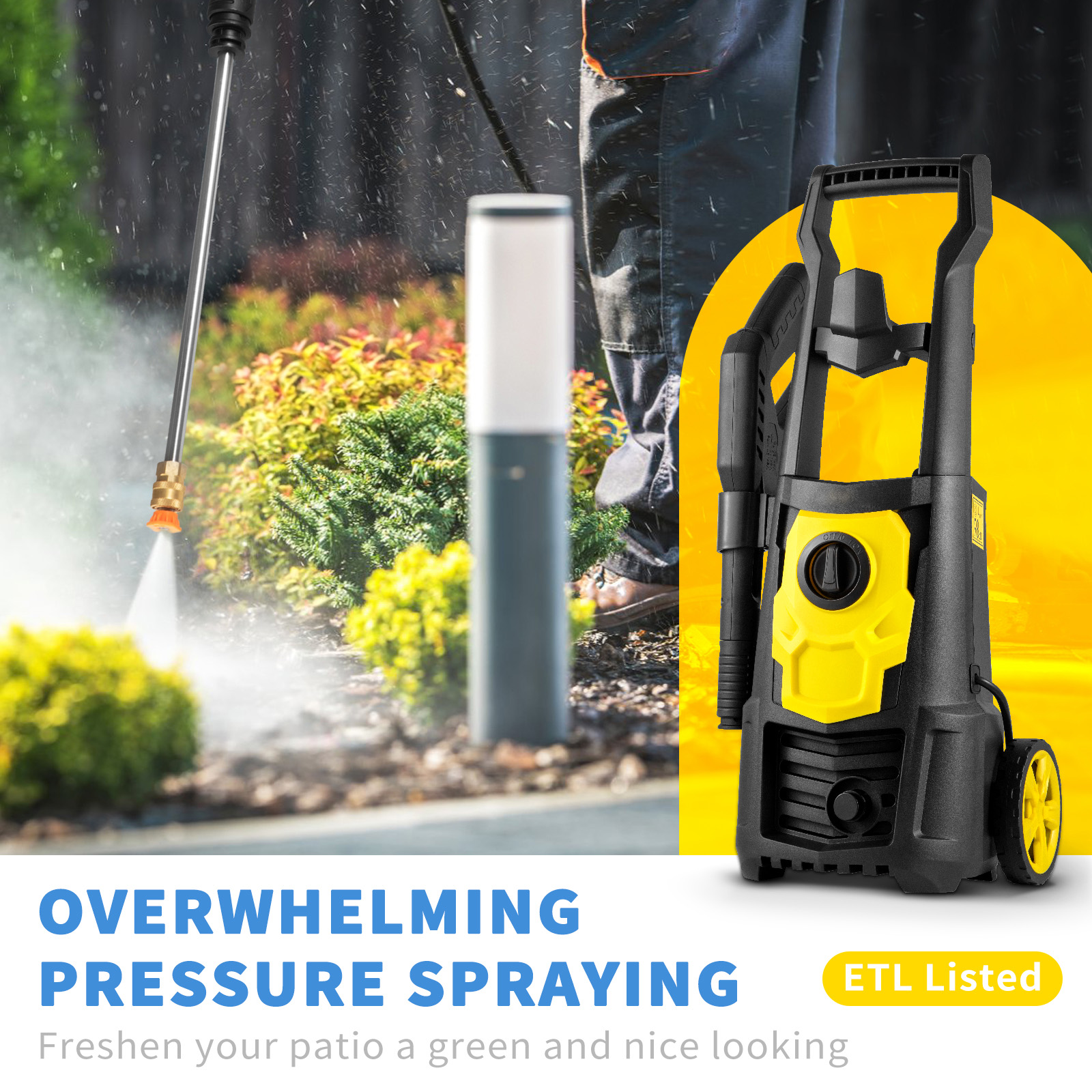 Electric Power Washer, 2000 Psi, Max 1.65 Gpm Pressure Washer W