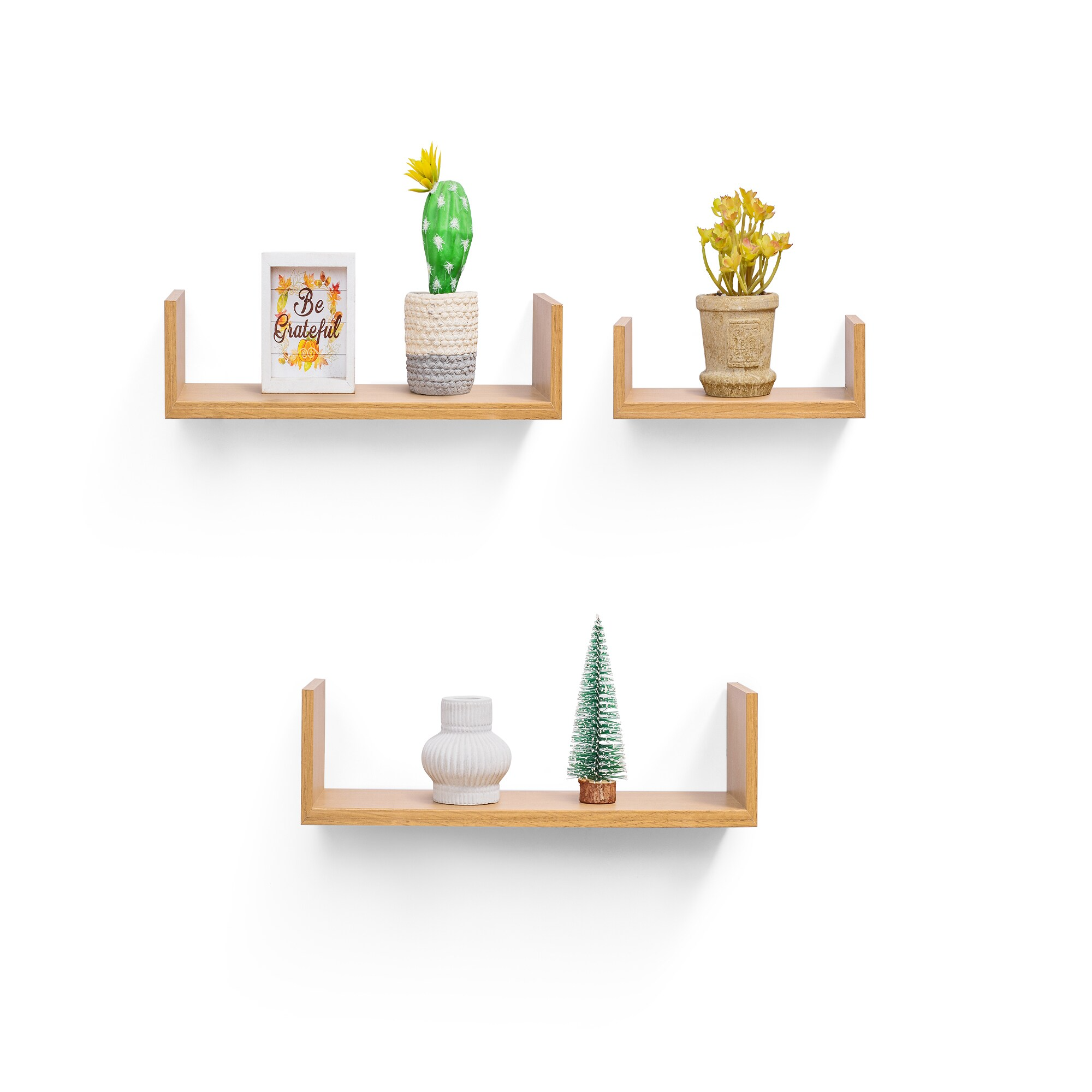Wall-Mounted Wood Floating Shelf - 14 Inch