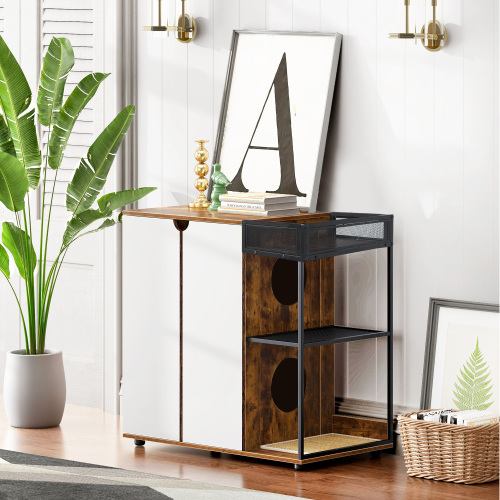 Double Cat Litter Box Enclosure