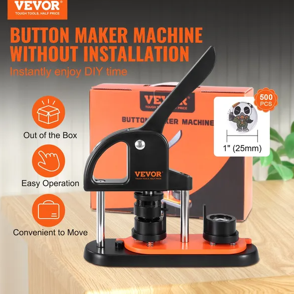 Button Maker Machine, 0.98 Inch 25mm Pin Maker With 500pcs